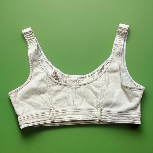NWT! WILD FABLE Ivory Cream Denim Jeans Cropped Tank Top Vest - Picture 4 of 9